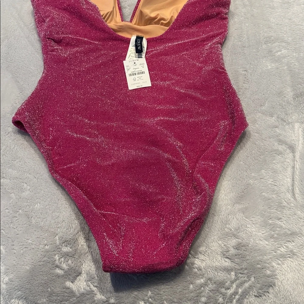 J Crew Sparkling Pink One-Piece Swimsuit, Size M - Picture 5 of 5